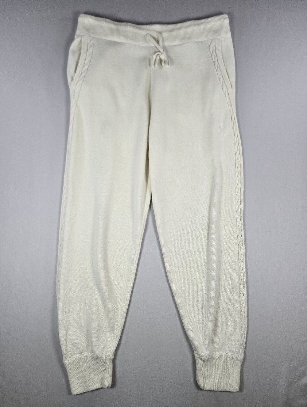 Polo Ralph Lauren Cable Knit Cotton Wool Jogger Lounge Pants Cream M